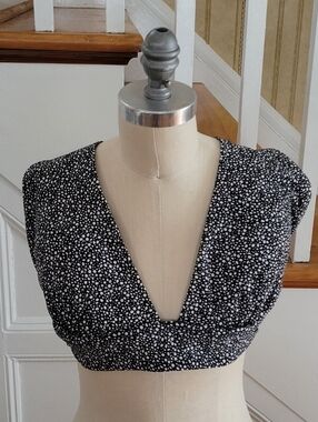 SHADE & SHORE Black White Bikini Top Size 2X